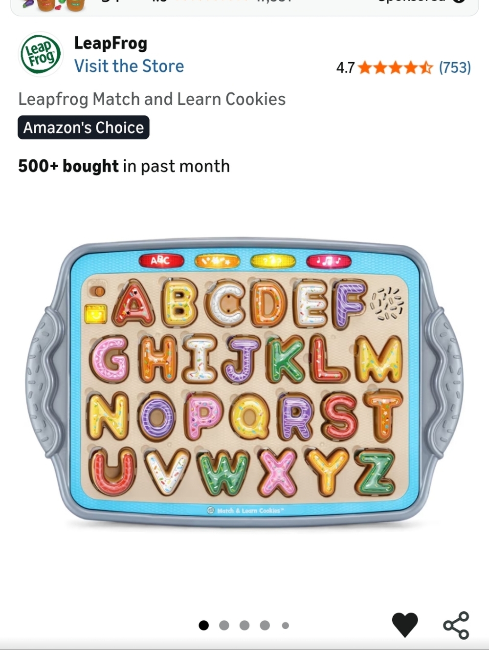 LeapFrog Match & Learn Cookies Alphabet Tray - Multicolor